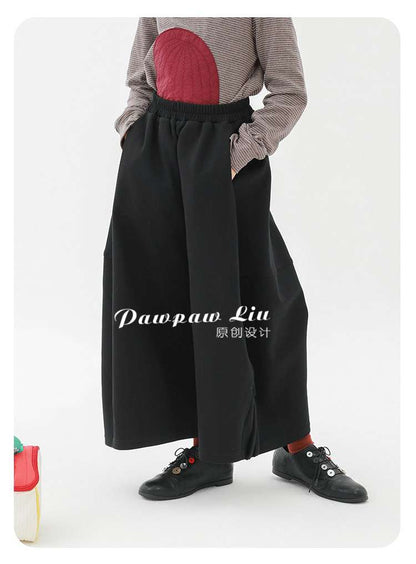 ロングパンツ・スウェットパンツ Pawpaw Liu | Black Cropped Wide Leg Pants ブラック クロップド ワイドパンツ【mh0020078】