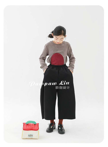 ロングパンツ・スウェットパンツ Pawpaw Liu | Black Cropped Wide Leg Pants ブラック クロップド ワイドパンツ【mh0020078】
