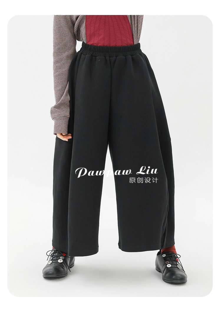 ロングパンツ・スウェットパンツ Pawpaw Liu | Black Cropped Wide Leg Pants ブラック クロップド ワイドパンツ【mh0020078】