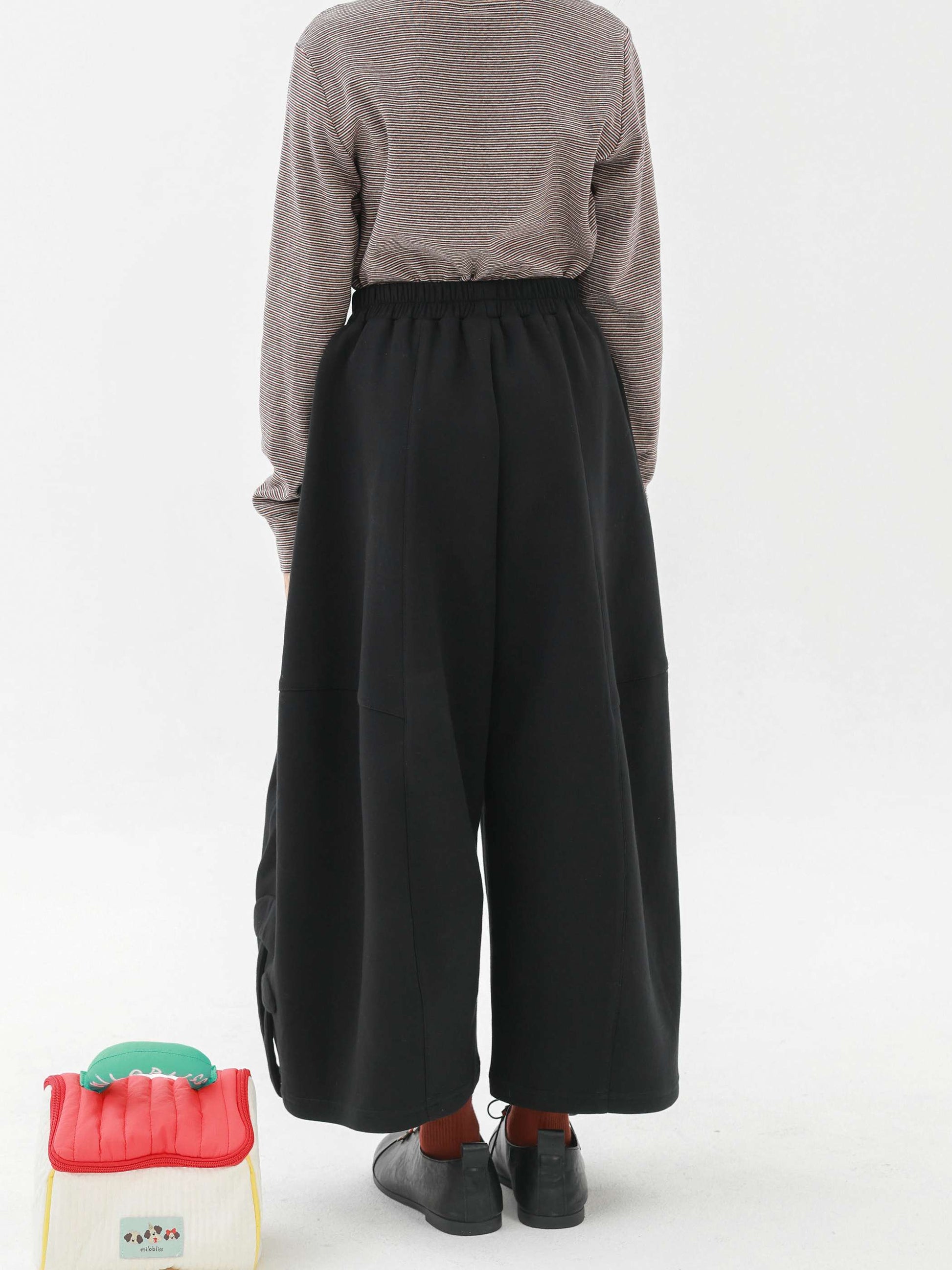 ロングパンツ・スウェットパンツ Pawpaw Liu | Black Cropped Wide Leg Pants ブラック クロップド ワイドパンツ【mh0020078】