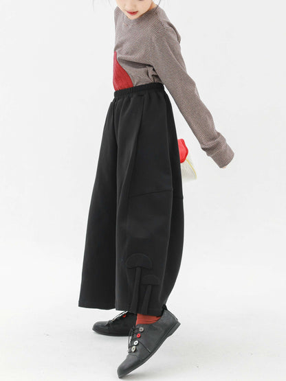 ロングパンツ・スウェットパンツ Pawpaw Liu | Black Cropped Wide Leg Pants ブラック クロップド ワイドパンツ【mh0020078】