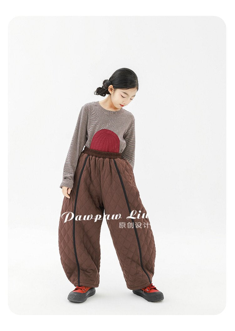 ロングパンツ・スウェットパンツ Pawpaw Liu | Diamond Plaid Brown Cotton Pants ダイヤ柄 コットン ブラウン テーパードパンツ【mh0020082】