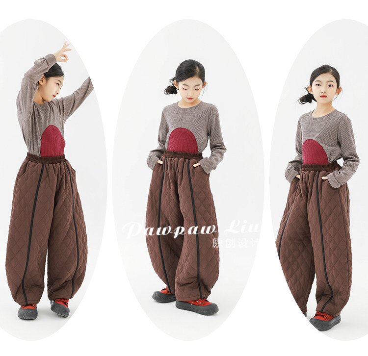 ロングパンツ・スウェットパンツ Pawpaw Liu | Diamond Plaid Brown Cotton Pants ダイヤ柄 コットン ブラウン テーパードパンツ【mh0020082】
