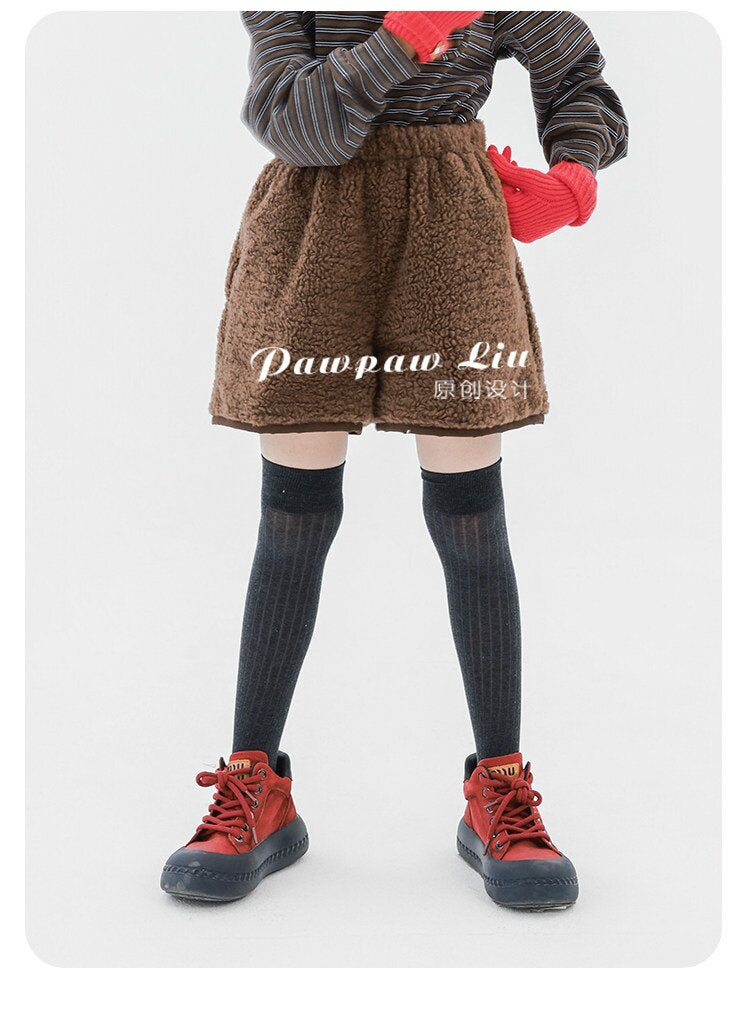 ハーフパンツ・ショートパンツ Pawpaw Liu | Faux Lamb Fleece Shorts フェイク ラムフリース ショートパンツ【mh0020089】