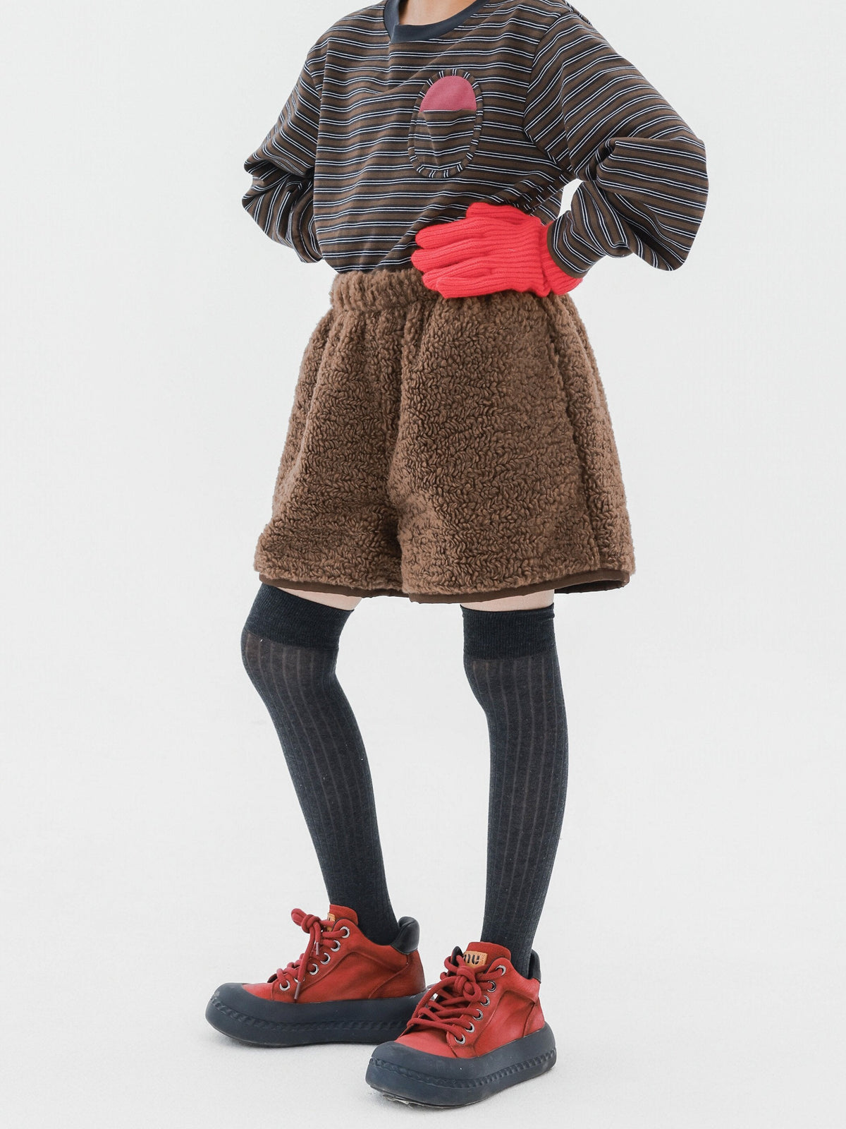 ハーフパンツ・ショートパンツ Pawpaw Liu | Faux Lamb Fleece Shorts フェイク ラムフリース ショートパンツ【mh0020089】