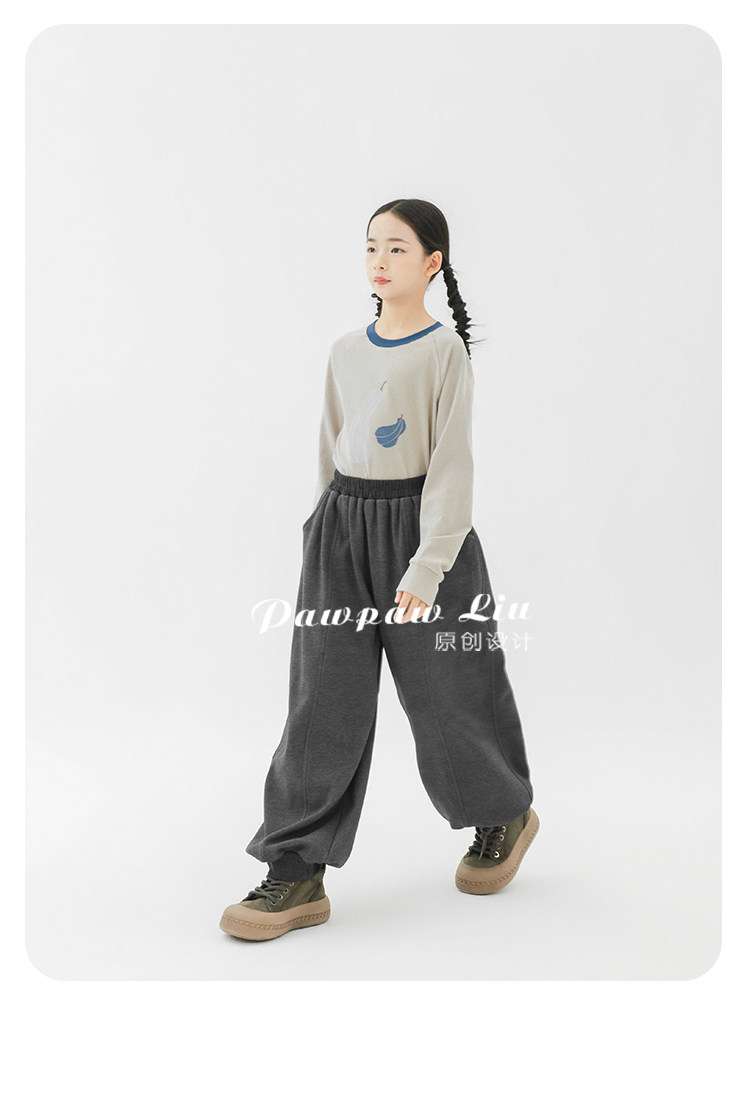 ロングパンツ・スウェットパンツ Pawpaw Liu | Fleece Dark Gray Kids Slacks フリース ダークグレー スラックス【mh0020079】