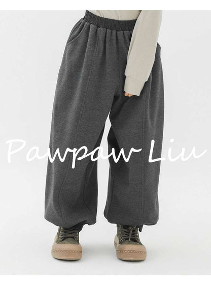 ロングパンツ・スウェットパンツ Pawpaw Liu | Fleece Dark Gray Kids Slacks フリース ダークグレー スラックス【mh0020079】