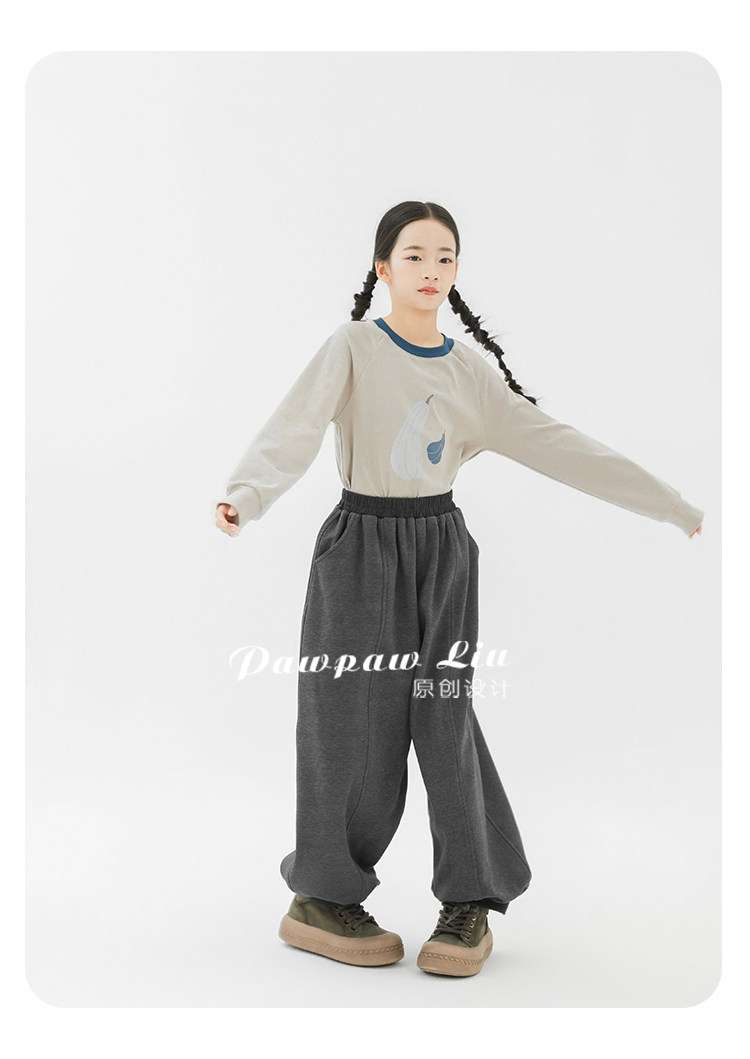 ロングパンツ・スウェットパンツ Pawpaw Liu | Fleece Dark Gray Kids Slacks フリース ダークグレー スラックス【mh0020079】