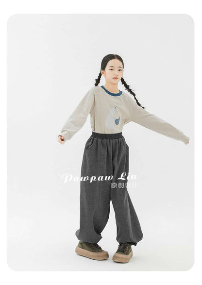 ロングパンツ・スウェットパンツ Pawpaw Liu | Fleece Dark Gray Kids Slacks フリース ダークグレー スラックス【mh0020079】