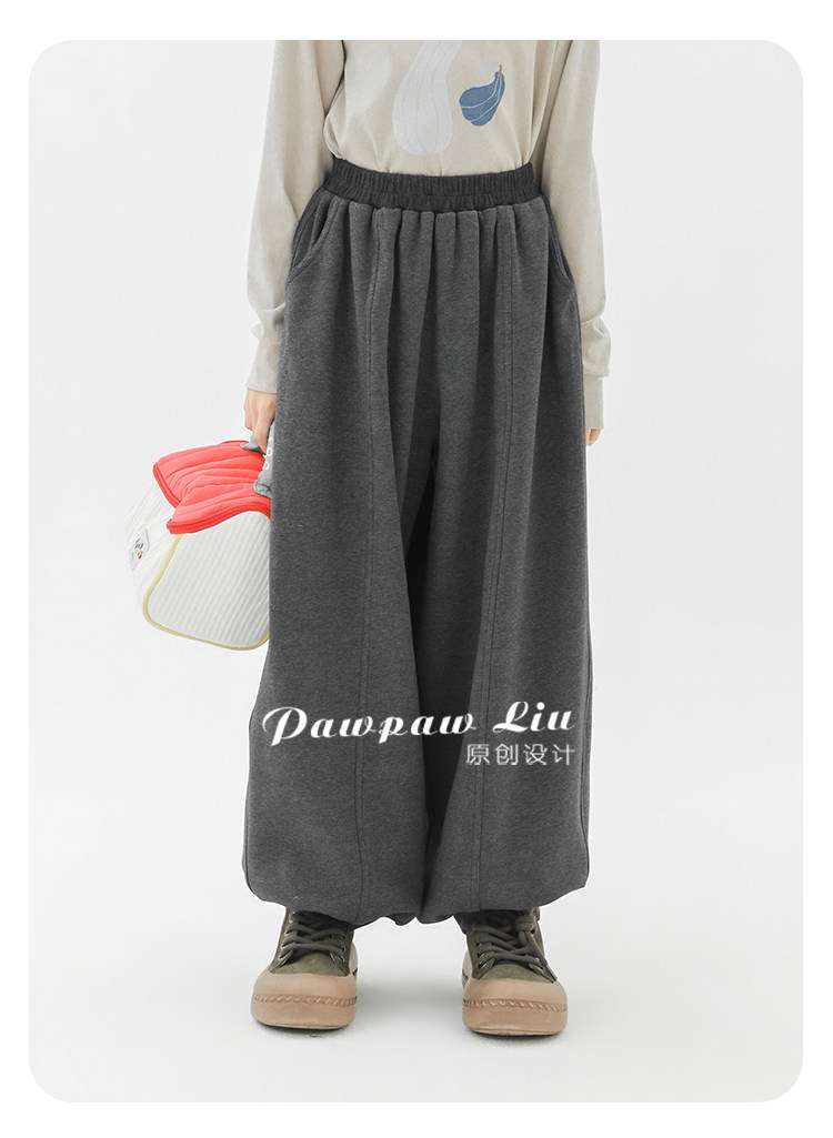 ロングパンツ・スウェットパンツ Pawpaw Liu | Fleece Dark Gray Kids Slacks フリース ダークグレー スラックス【mh0020079】