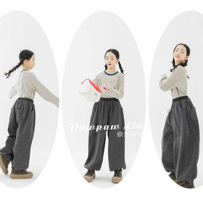 ロングパンツ・スウェットパンツ Pawpaw Liu | Fleece Dark Gray Kids Slacks フリース ダークグレー スラックス【mh0020079】