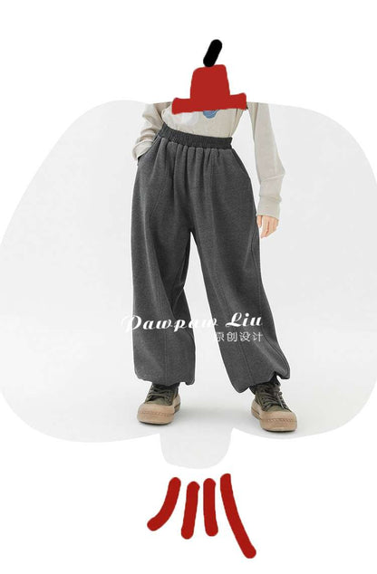 ロングパンツ・スウェットパンツ Pawpaw Liu | Fleece Dark Gray Kids Slacks フリース ダークグレー スラックス【mh0020079】