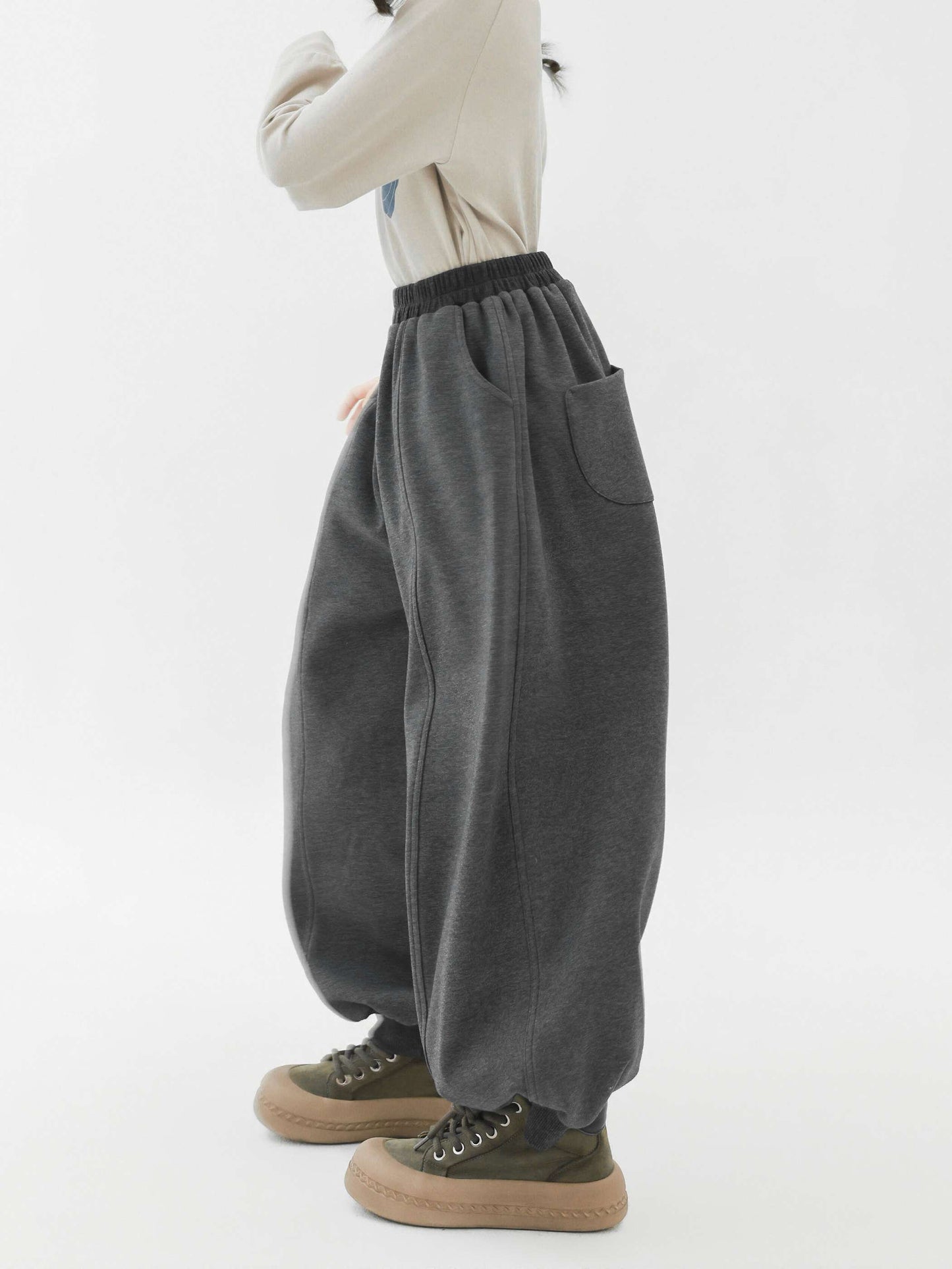 ロングパンツ・スウェットパンツ Pawpaw Liu | Fleece Dark Gray Kids Slacks フリース ダークグレー スラックス【mh0020079】