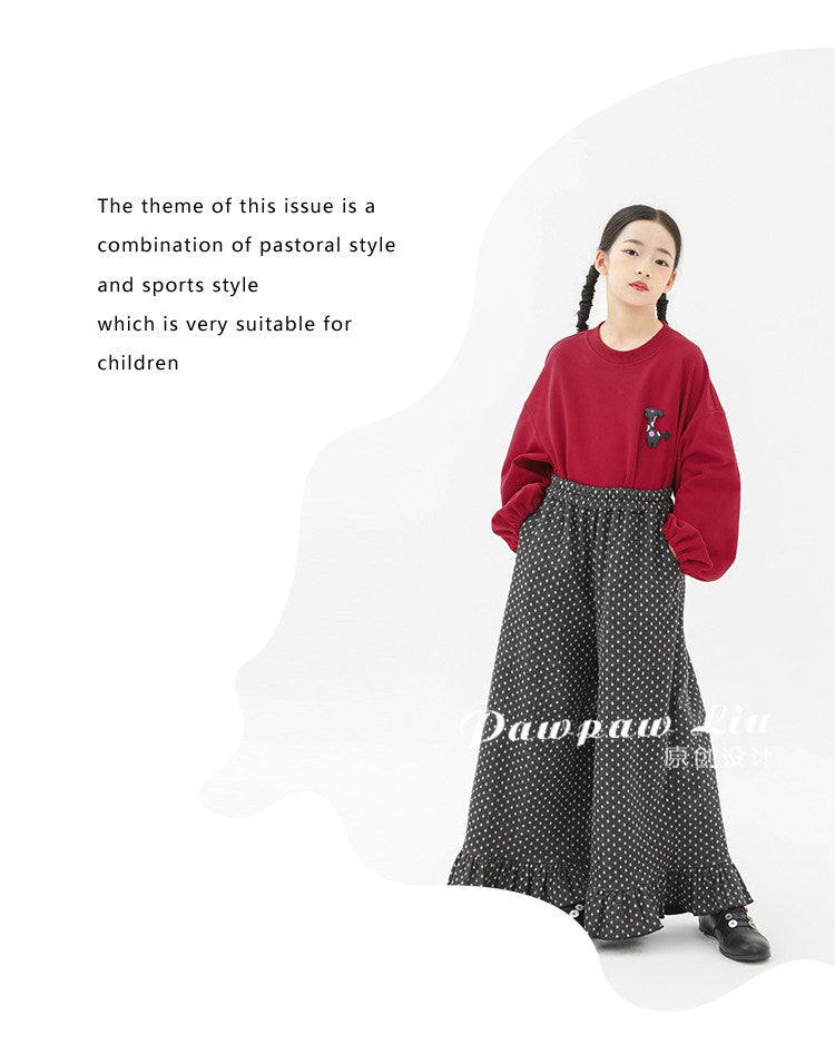 ロングパンツ・スウェットパンツ Pawpaw Liu | Fleece Ruffled Polka Dot Pants フリース ラッフル ドット ワイドパンツ【mh0020068】