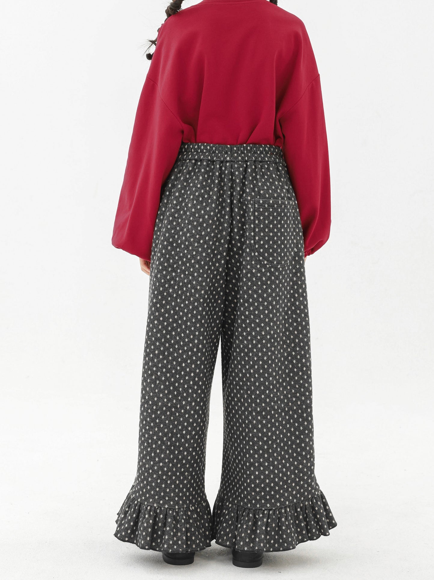 ロングパンツ・スウェットパンツ Pawpaw Liu | Fleece Ruffled Polka Dot Pants フリース ラッフル ドット ワイドパンツ【mh0020068】