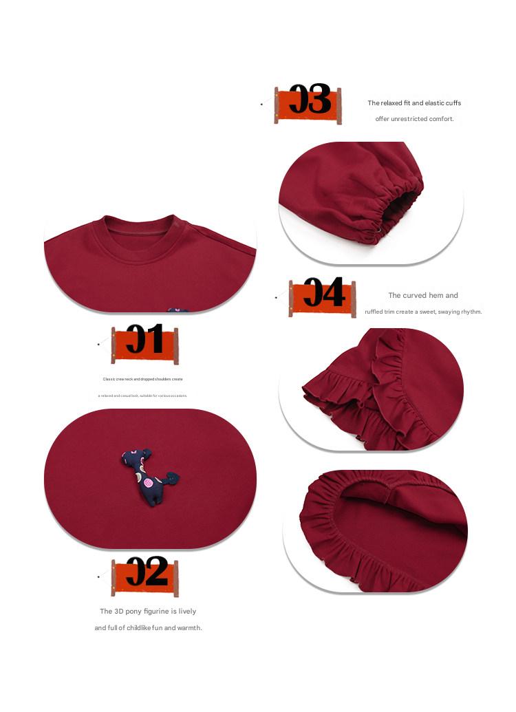 トレーナー・フーディ Pawpaw Liu | Fleece Ruffled Red Pony Sweatshirt ラッフル ポニー スウェット トレーナー【mh0020069】