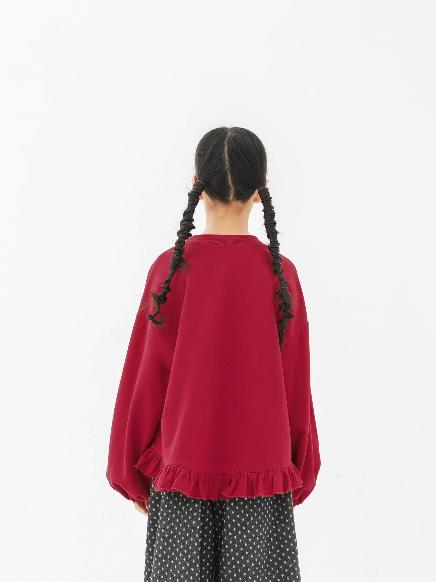 トレーナー・フーディ Pawpaw Liu | Fleece Ruffled Red Pony Sweatshirt ラッフル ポニー スウェット トレーナー【mh0020069】