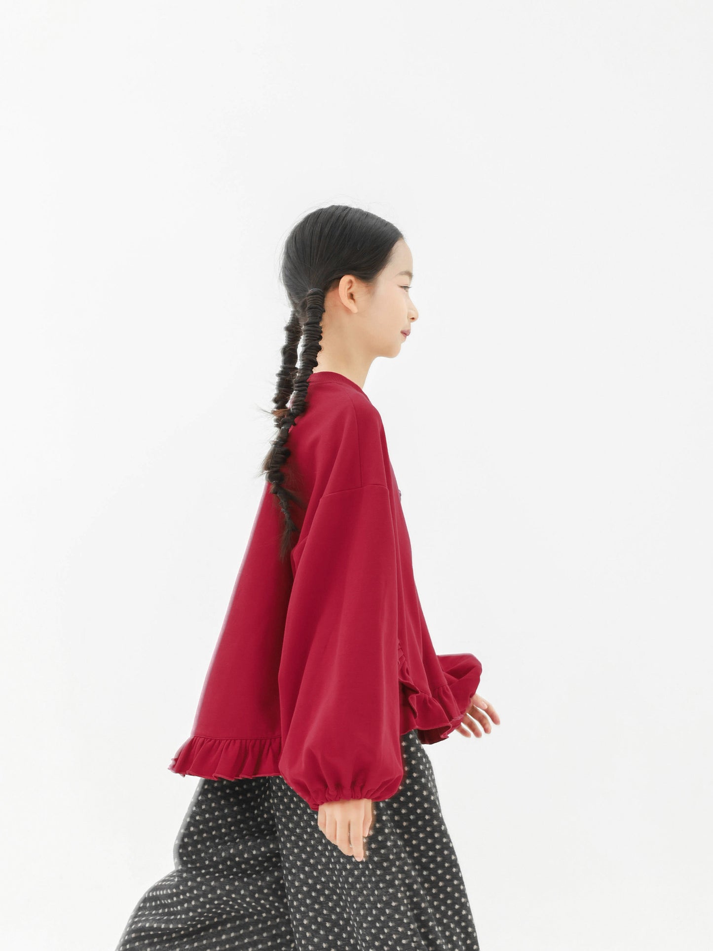 トレーナー・フーディ Pawpaw Liu | Fleece Ruffled Red Pony Sweatshirt ラッフル ポニー スウェット トレーナー【mh0020069】