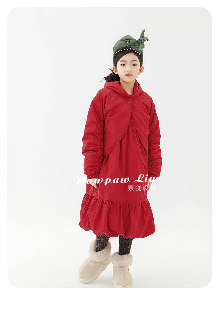 ショートコート・ジャケット・ジャンパー Pawpaw Liu | Hooded One Button Red Jacket フーディー ワンボタン 中綿ジャケット【mh0020084】
