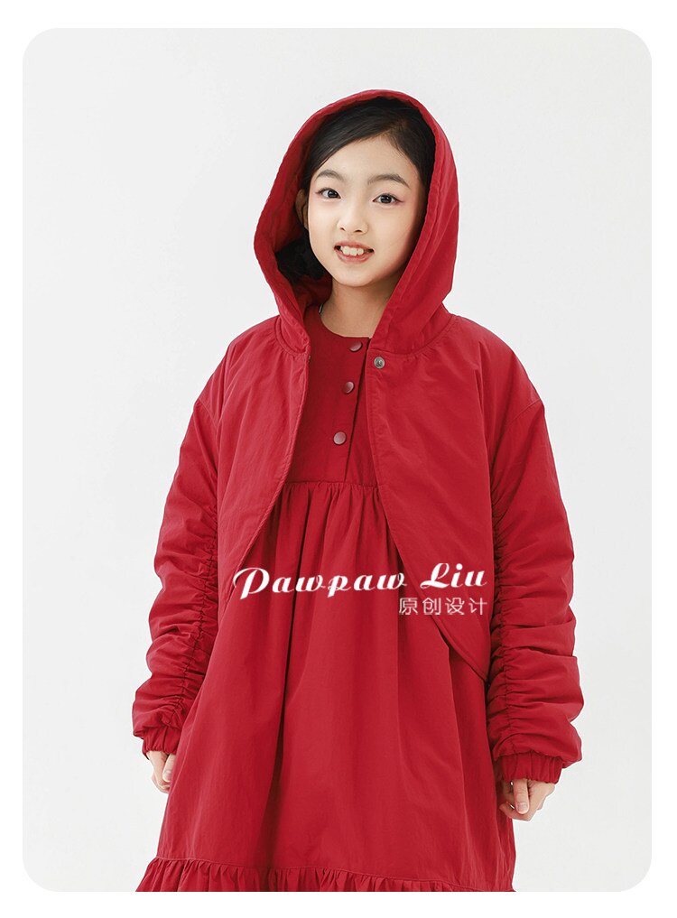 ショートコート・ジャケット・ジャンパー Pawpaw Liu | Hooded One Button Red Jacket フーディー ワンボタン 中綿ジャケット【mh0020084】