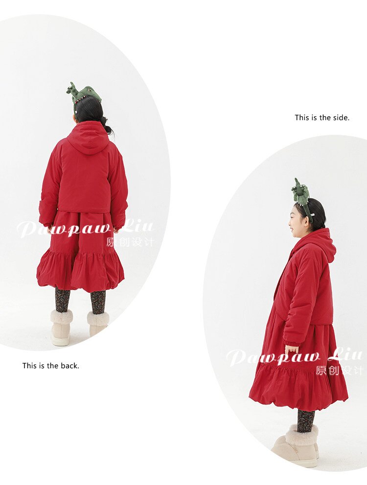 ショートコート・ジャケット・ジャンパー Pawpaw Liu | Hooded One Button Red Jacket フーディー ワンボタン 中綿ジャケット【mh0020084】