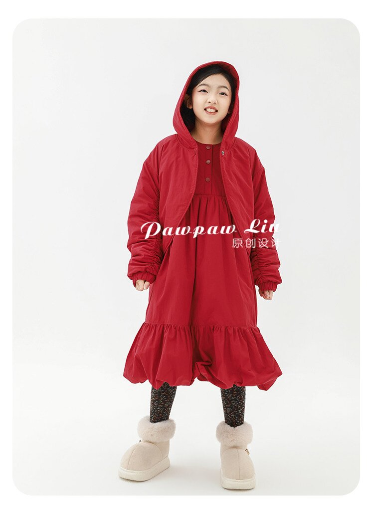 ショートコート・ジャケット・ジャンパー Pawpaw Liu | Hooded One Button Red Jacket フーディー ワンボタン 中綿ジャケット【mh0020084】