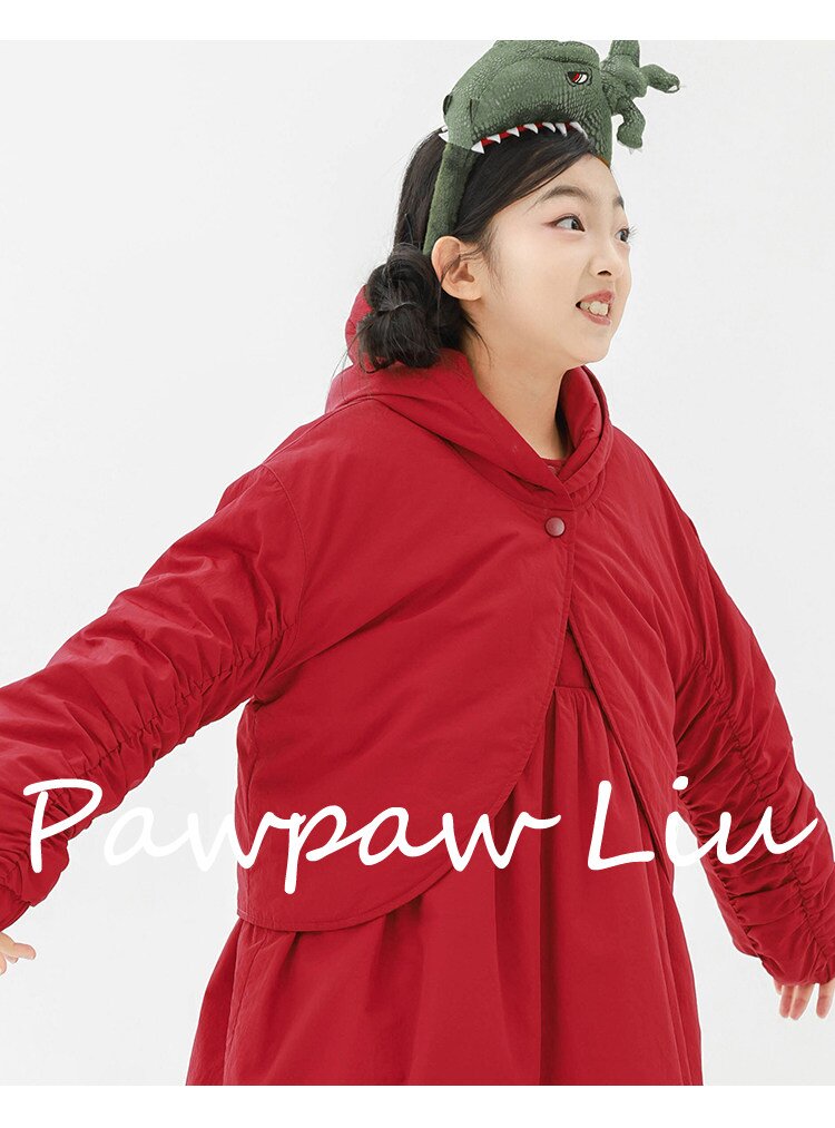 ショートコート・ジャケット・ジャンパー Pawpaw Liu | Hooded One Button Red Jacket フーディー ワンボタン 中綿ジャケット【mh0020084】