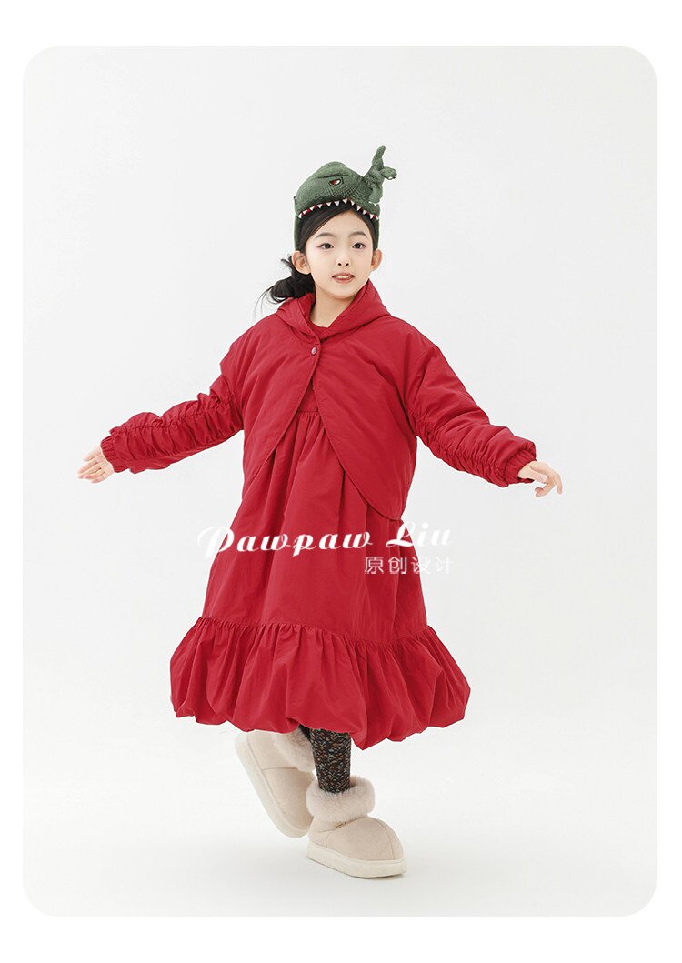 ショートコート・ジャケット・ジャンパー Pawpaw Liu | Hooded One Button Red Jacket フーディー ワンボタン 中綿ジャケット【mh0020084】