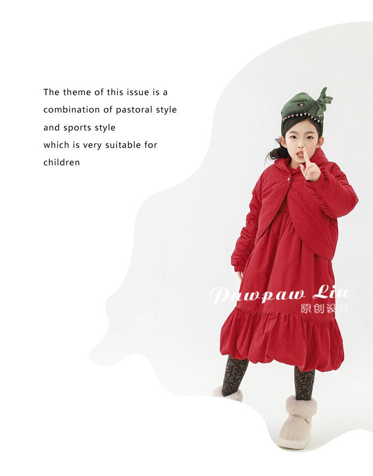 ショートコート・ジャケット・ジャンパー Pawpaw Liu | Hooded One Button Red Jacket フーディー ワンボタン 中綿ジャケット【mh0020084】