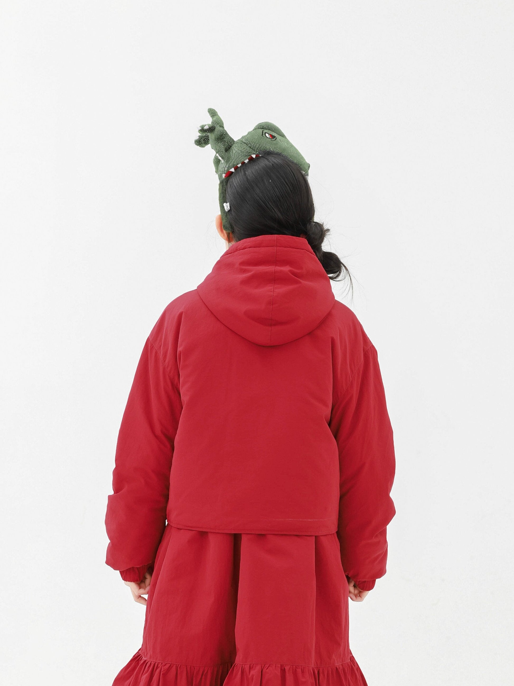 ショートコート・ジャケット・ジャンパー Pawpaw Liu | Hooded One Button Red Jacket フーディー ワンボタン 中綿ジャケット【mh0020084】