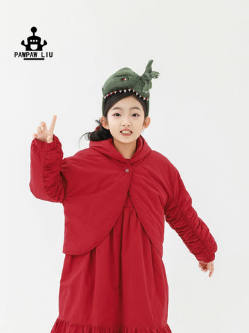 ショートコート・ジャケット・ジャンパー Pawpaw Liu | Hooded One Button Red Jacket フーディー ワンボタン 中綿ジャケット【mh0020084】