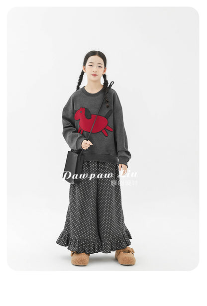 トレーナー・フーディ Pawpaw Liu | Horse Graphic Fleece Sweatshirt ホースプリント裏起毛トレーナー【mh0020067】