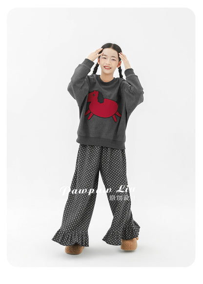 トレーナー・フーディ Pawpaw Liu | Horse Graphic Fleece Sweatshirt ホースプリント裏起毛トレーナー【mh0020067】