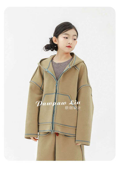 長袖セットアップ Pawpaw Liu | Khaki Windproof Winter Two Piece Set カーキ 防風 セットアップ【mh0020073】