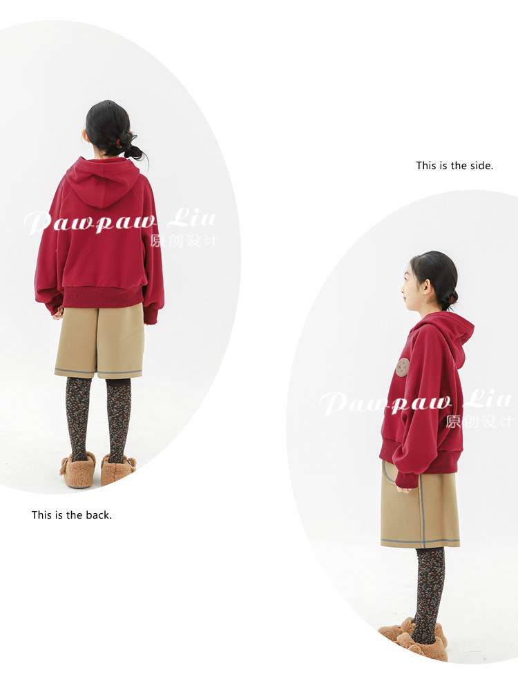 トレーナー・フーディ Pawpaw Liu | Plush Red Cookie Hoodie 裏ボア クッキー フーディー トレーナー【mh0020077】