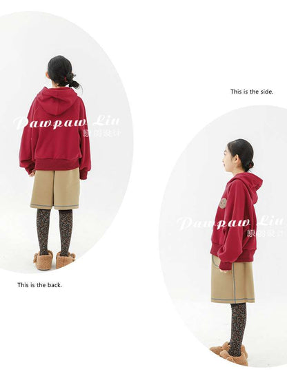 トレーナー・フーディ Pawpaw Liu | Plush Red Cookie Hoodie 裏ボア クッキー フーディー トレーナー【mh0020077】