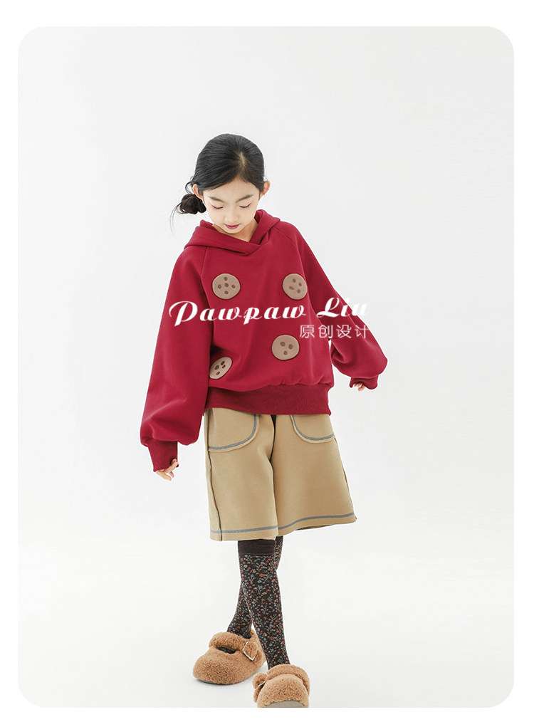 トレーナー・フーディ Pawpaw Liu | Plush Red Cookie Hoodie 裏ボア クッキー フーディー トレーナー【mh0020077】