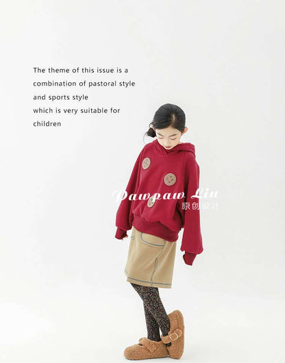 トレーナー・フーディ Pawpaw Liu | Plush Red Cookie Hoodie 裏ボア クッキー フーディー トレーナー【mh0020077】