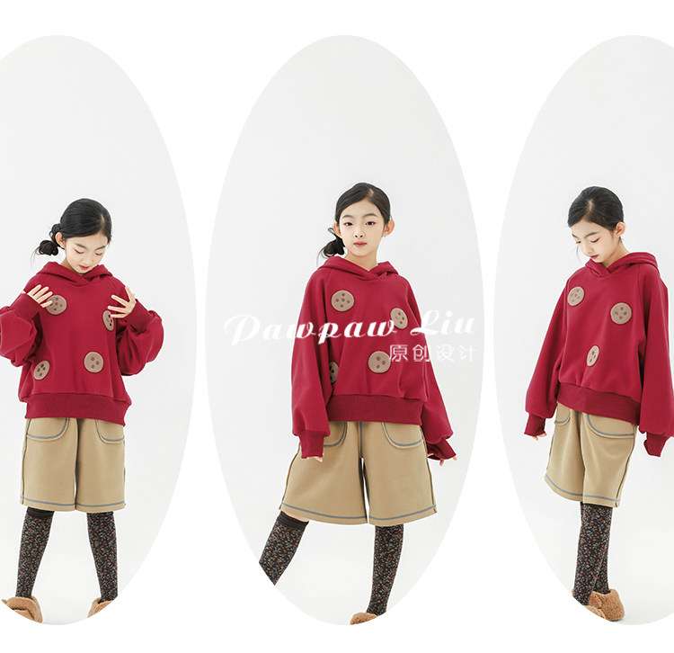 トレーナー・フーディ Pawpaw Liu | Plush Red Cookie Hoodie 裏ボア クッキー フーディー トレーナー【mh0020077】