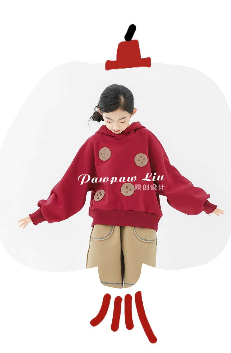 トレーナー・フーディ Pawpaw Liu | Plush Red Cookie Hoodie 裏ボア クッキー フーディー トレーナー【mh0020077】