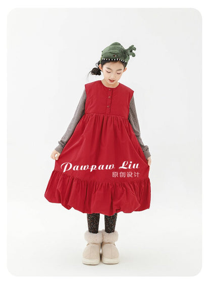 ノースリーブワンピース Pawpaw Liu | Red Sweet Padded Sundress 中綿 スイート サンドレス ワンピース【mh0020083】