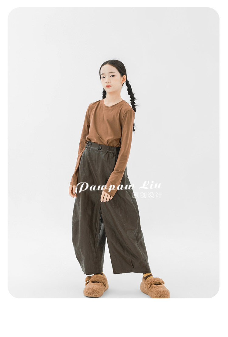 ロングパンツ・スウェットパンツ Pawpaw Liu | Retro Coffee PU Leather Pants レトロフェイクレザーロングパンツ【mh0020066】