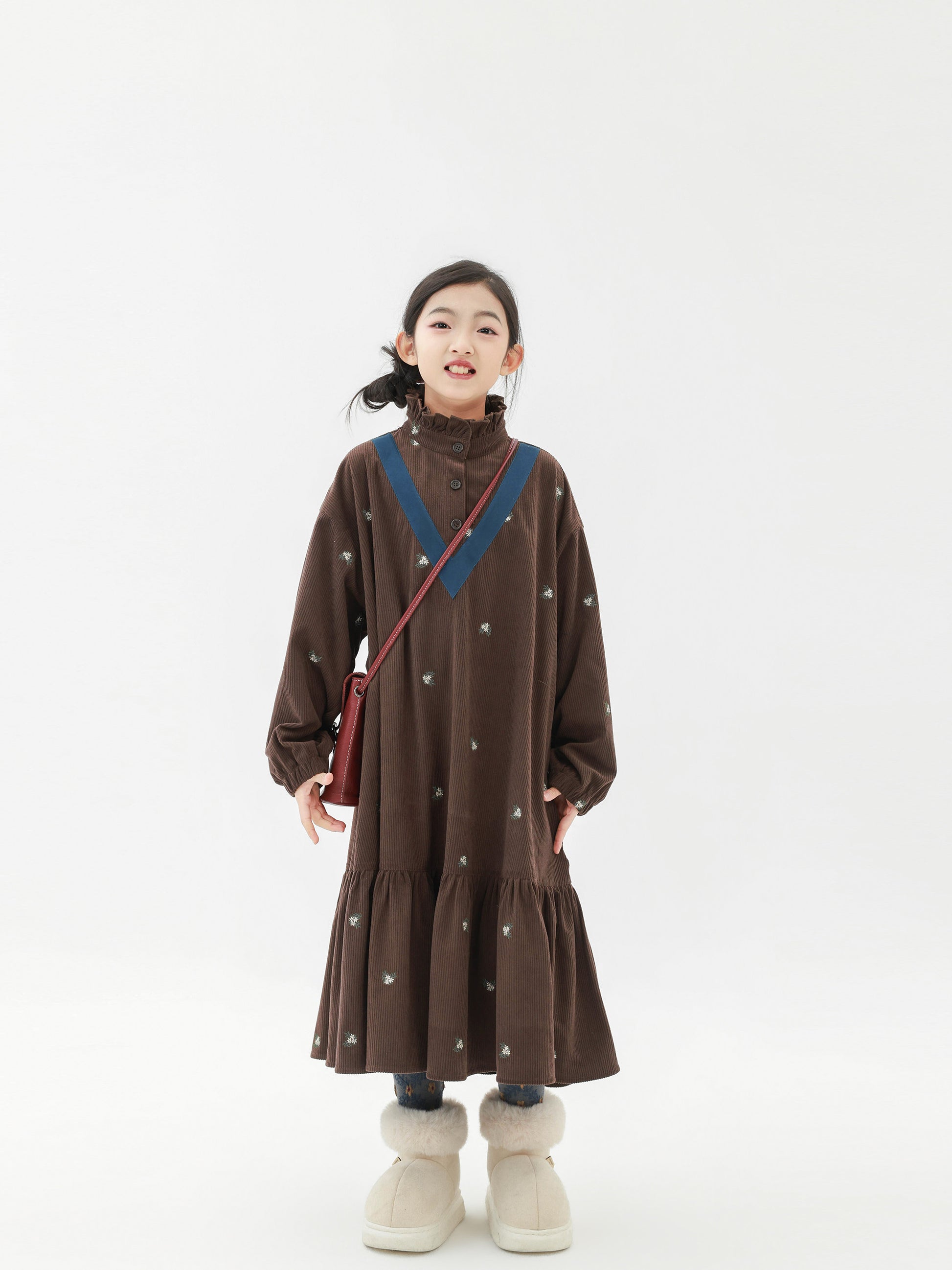 長袖ワンピース Pawpaw Liu | Retro Striped Velvet Dress レトロ ストライプ ベロア ワンピース【mh0020070】