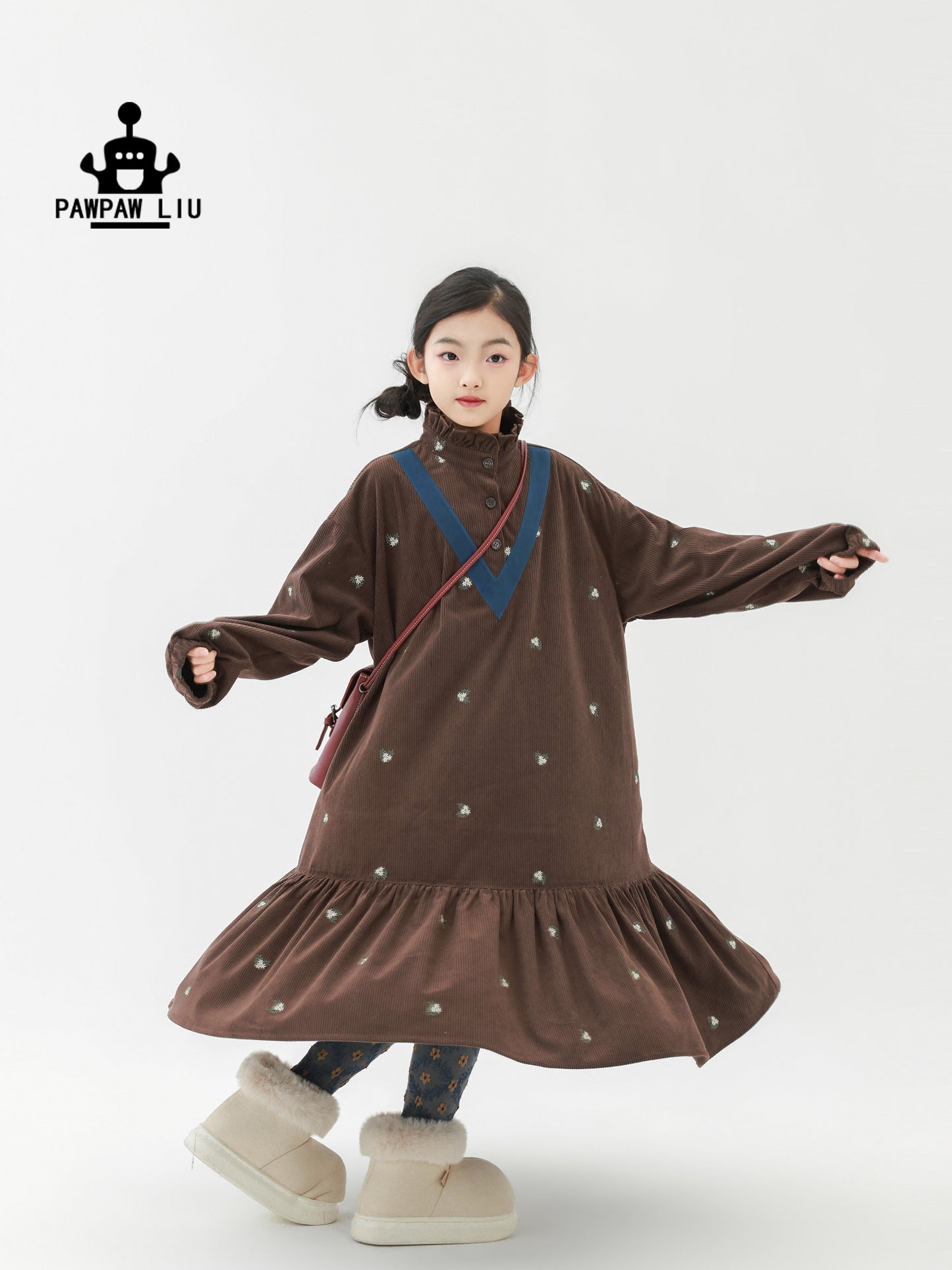 長袖ワンピース Pawpaw Liu | Retro Striped Velvet Dress レトロ ストライプ ベロア ワンピース【mh0020070】