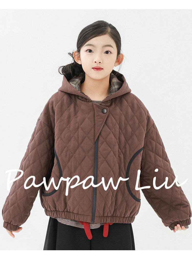 カーディガン・パーカー Pawpaw Liu | Rhombus Brown Hooded Jacket ブラウン ダイヤ柄 フーデッドジャケット【mh0020090】