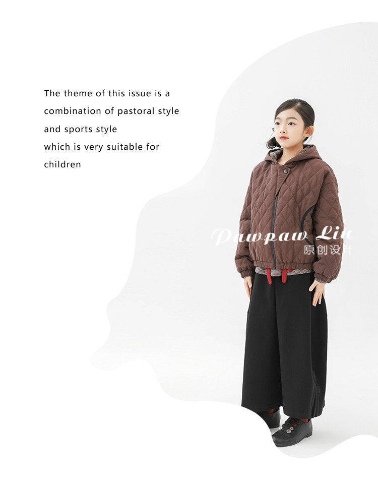 カーディガン・パーカー Pawpaw Liu | Rhombus Brown Hooded Jacket ブラウン ダイヤ柄 フーデッドジャケット【mh0020090】