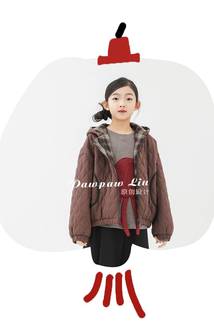 カーディガン・パーカー Pawpaw Liu | Rhombus Brown Hooded Jacket ブラウン ダイヤ柄 フーデッドジャケット【mh0020090】