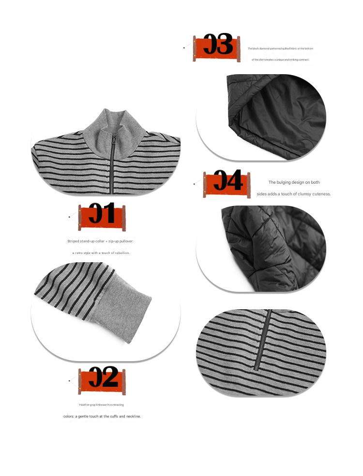 長袖ワンピース Pawpaw Liu | Striped Patchwork Cotton Dress ストライプ パッチワーク コットン ワンピース【mh0020076】