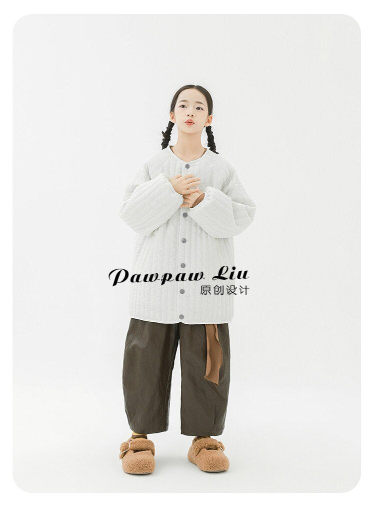 ショートコート・ジャケット・ジャンパー Pawpaw Liu | White Vertical Striped Quilted Jacket ホワイト ストライプ キルトジャケット【mh0020085】