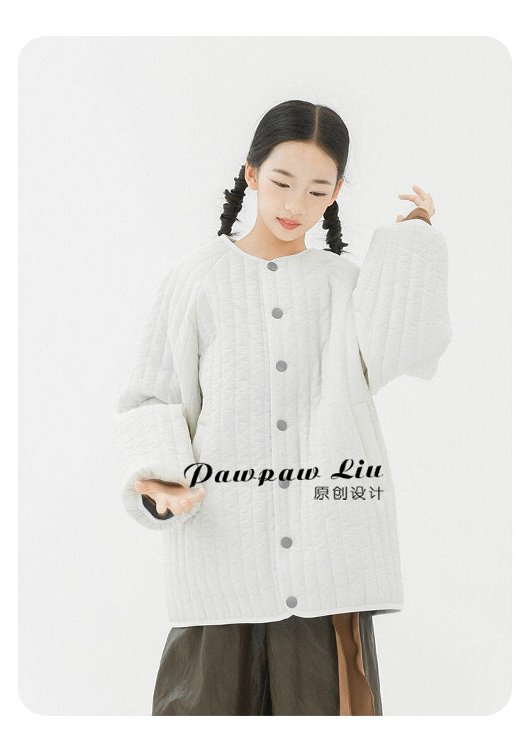 ショートコート・ジャケット・ジャンパー Pawpaw Liu | White Vertical Striped Quilted Jacket ホワイト ストライプ キルトジャケット【mh0020085】